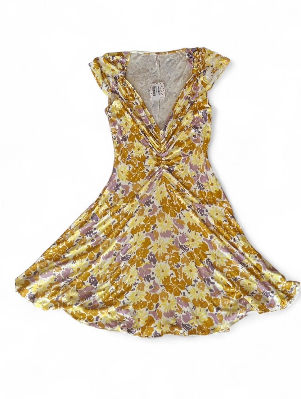 NWT Free People Key To Your Heart Mini Dress Tea Combo Floral Ribbed Large